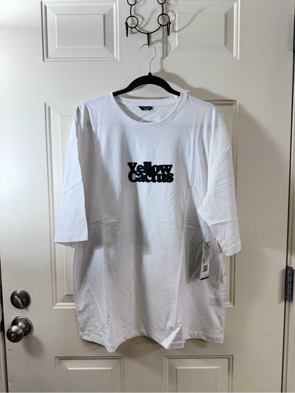 New Yellow Cactus Graphic T-Shirt White Size XL Oversized